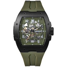 Ingersoll 1892 The Play Men's Automatic Green Skeleton Dial Green PU Strap Watch