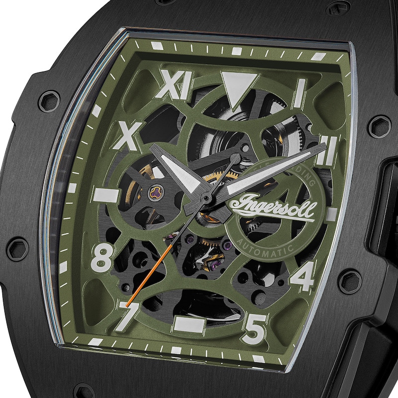 Main Image 2 of Ingersoll 1892 The Play Men's Automatic Green Skeleton Dial Green PU Strap Watch