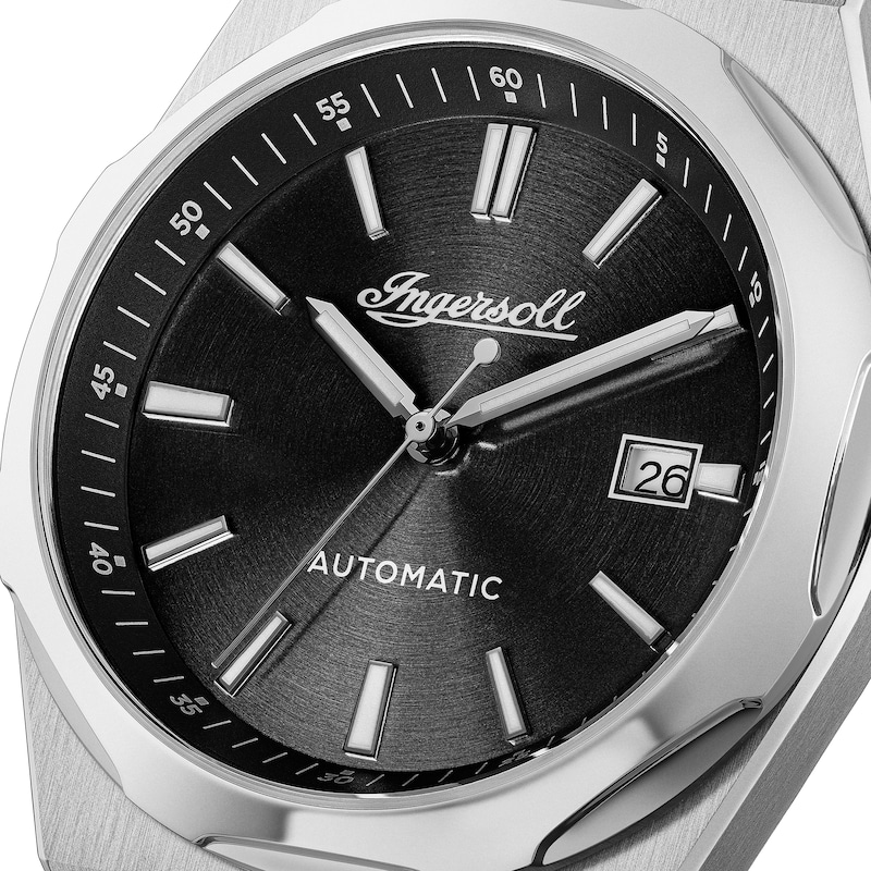Main Image 2 of Ingersoll 1892 The Rider Men's Automatic Black Dial Silver Tone Stainless Steel Bracelet Watch