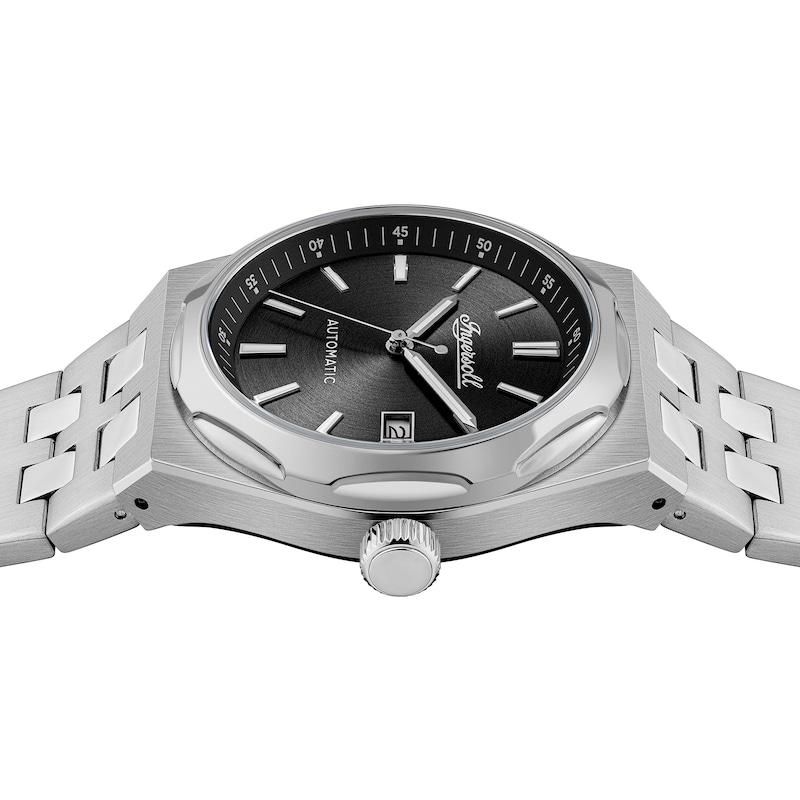 Main Image 3 of Ingersoll 1892 The Rider Men's Automatic Black Dial Silver Tone Stainless Steel Bracelet Watch