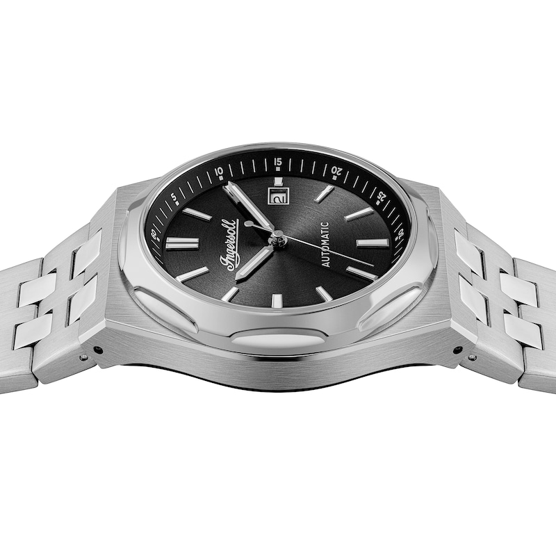 Main Image 4 of Ingersoll 1892 The Rider Men's Automatic Black Dial Silver Tone Stainless Steel Bracelet Watch