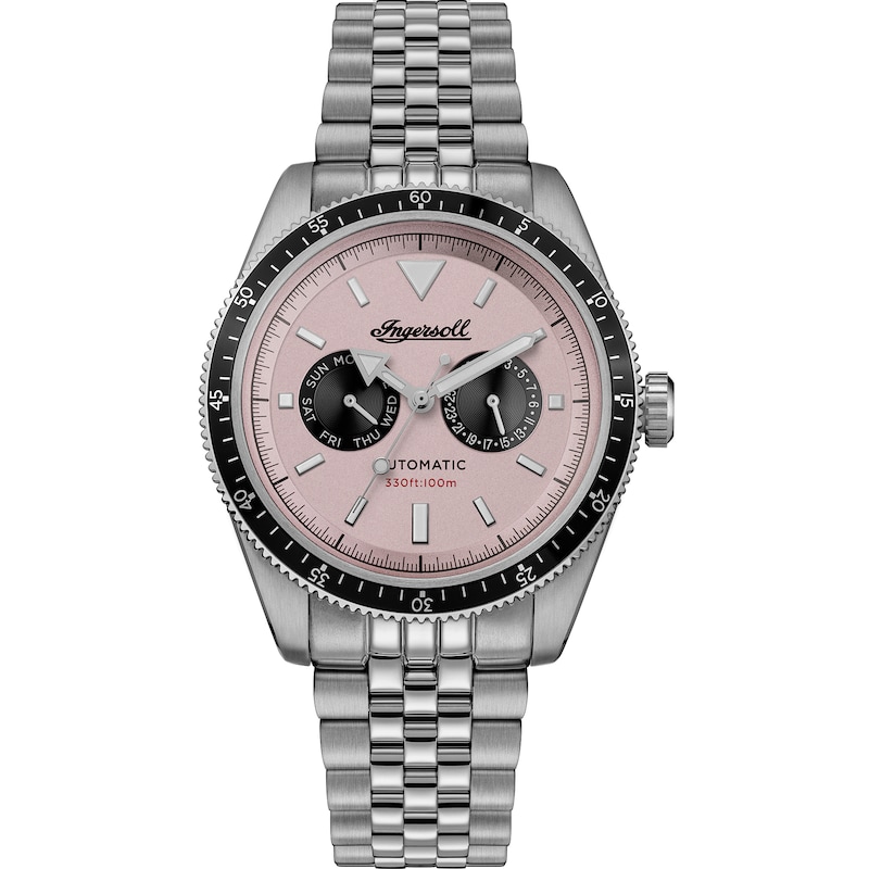 Main Image 1 of Ingersoll 1892 The Outlaw Men's Automatic Pink Dial Silver Tone Stainless Steel Bracelet Watch