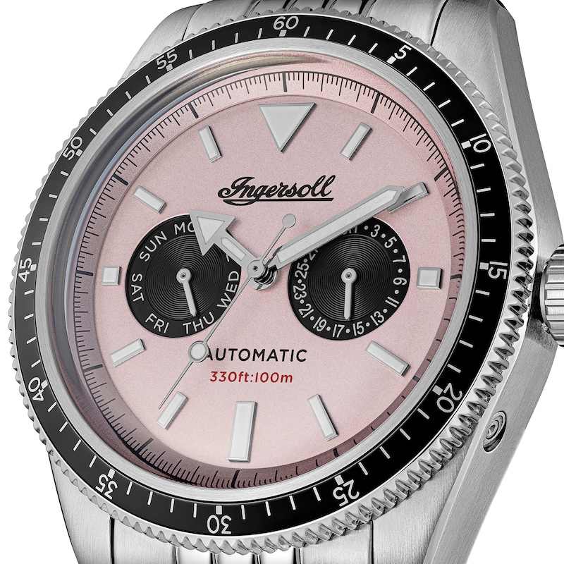 Main Image 2 of Ingersoll 1892 The Outlaw Men's Automatic Pink Dial Silver Tone Stainless Steel Bracelet Watch