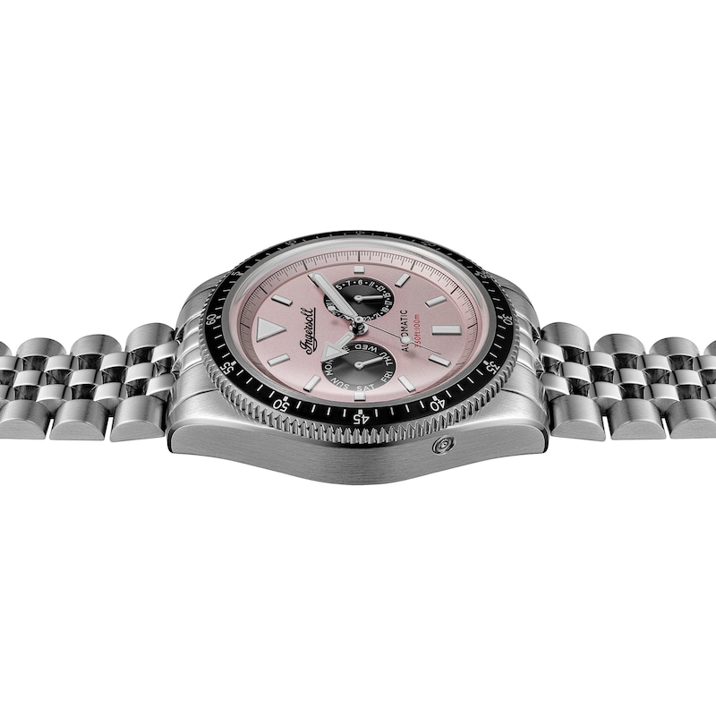 Main Image 4 of Ingersoll 1892 The Outlaw Men's Automatic Pink Dial Silver Tone Stainless Steel Bracelet Watch