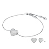 Thumbnail Image 1 of Michael Kors Women's Kors Love Sterling Silver Cubic Zirconia Pavé Heart Bracelet & Stud Earrings Set