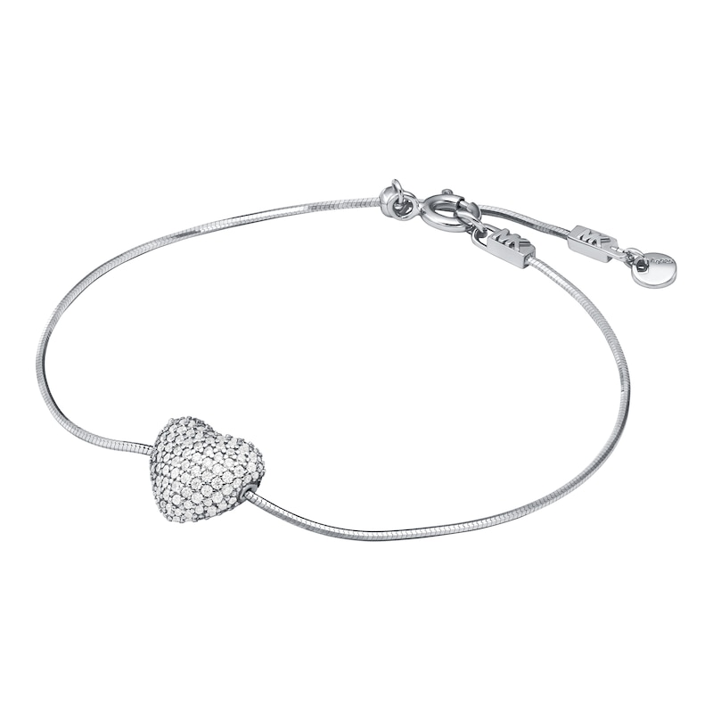 Main Image 2 of Michael Kors Women's Kors Love Sterling Silver Cubic Zirconia Pavé Heart Bracelet & Stud Earrings Set