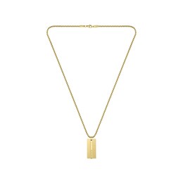 Lacoste Men's Adventurer Gold IP Engraved Plaque Necklace - 22"