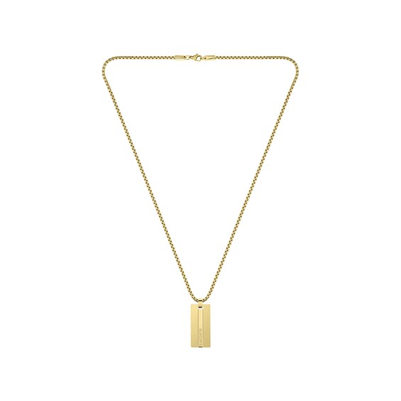 Lacoste Mens Adventurer Gold IP Engraved Plaque Necklace - 2