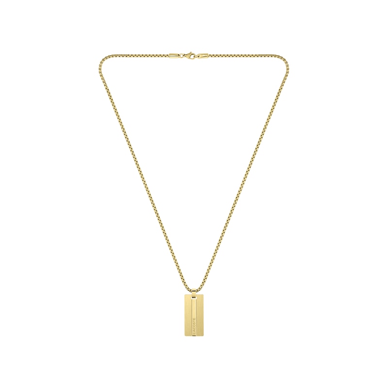 Main Image 1 of Lacoste Men's Adventurer Gold IP Engraved Plaque Necklace - 22"