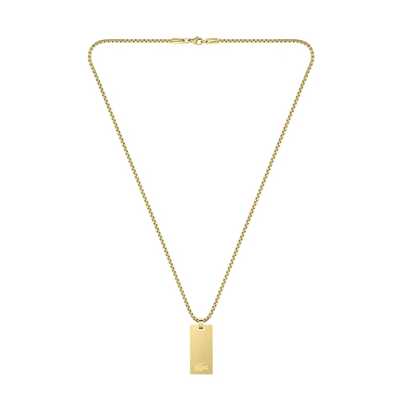Main Image 2 of Lacoste Men's Adventurer Gold IP Engraved Plaque Necklace - 22"