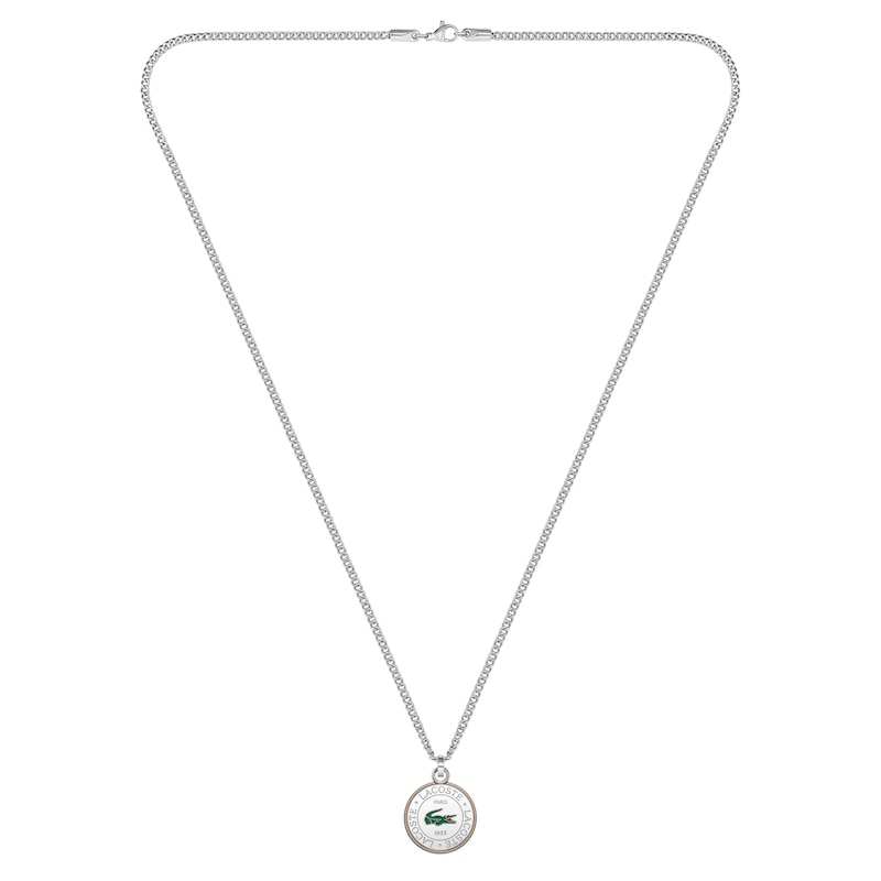 Main Image 1 of Lacoste Men's Vigor Stainless Steel Box Chain Necklace with Bronze Aluminium Medallion