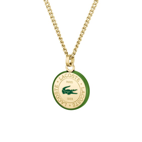 Lacoste Mens Vigor Yellow Gold IP Box Chain Necklace with Gr