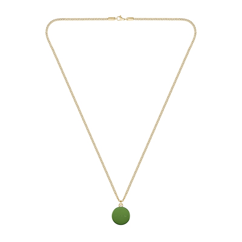 Main Image 3 of Lacoste Men's Vigor Yellow Gold IP Box Chain Necklace with Green Aluminium Medallion