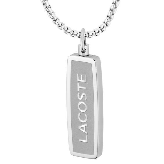 Lacoste Men's District Stainless Steel Reversible Pendant Necklace - 21"