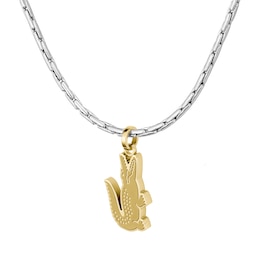Lacoste Men's Arthor Stainless Steel Box Chain Necklace with Gold IP Crocodile - 22"