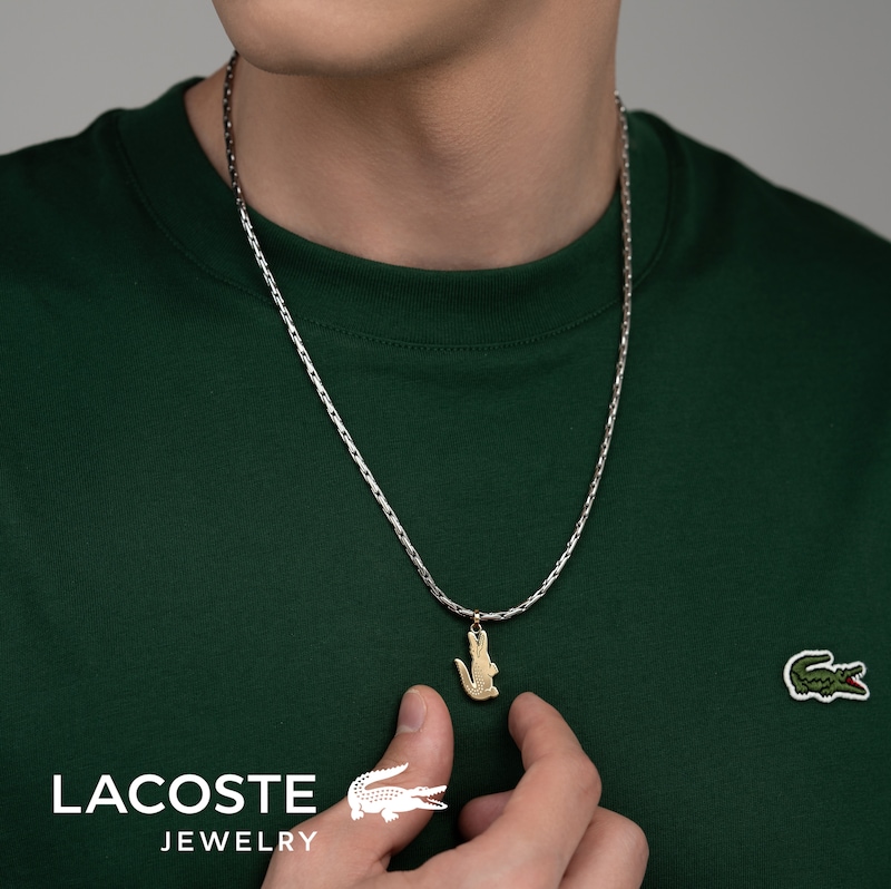 Main Image 3 of Lacoste Men's Arthor Stainless Steel Box Chain Necklace with Gold IP Crocodile - 22"
