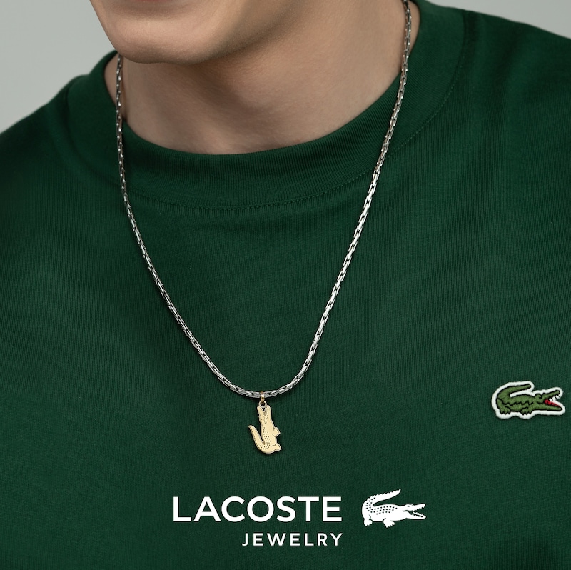 Main Image 4 of Lacoste Men's Arthor Stainless Steel Box Chain Necklace with Gold IP Crocodile - 22"