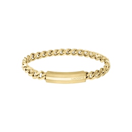 Lacoste Men's Adventurer Gold IP Curb Chain Bracelet with Logo Stripe - 7.5"