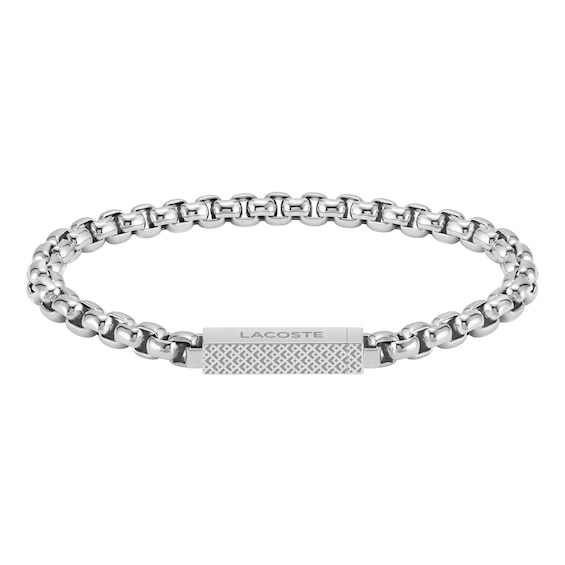 Lacoste Men's L'Essential Stainless Steel Box Chain Bracelet with Petit Piqué Pattern - Image 6