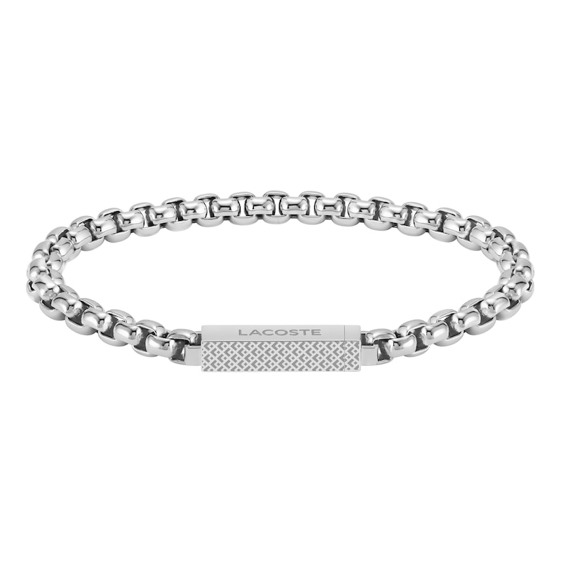 Main Image 1 of Lacoste Men's L'Essential Stainless Steel Box Chain Bracelet with Petit Piqué Pattern