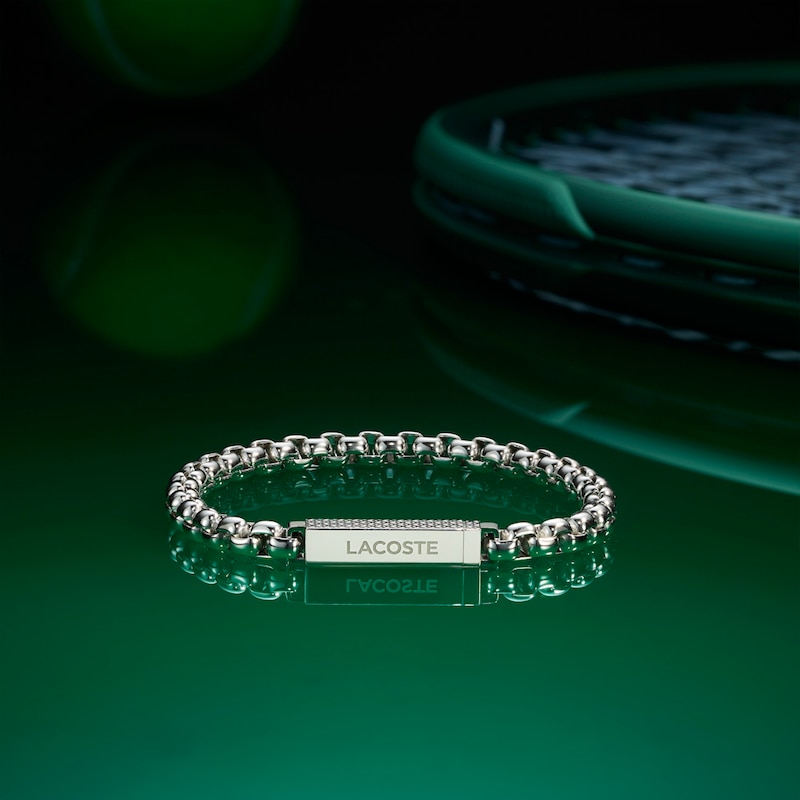 Main Image 2 of Lacoste Men's L'Essential Stainless Steel Box Chain Bracelet with Petit Piqué Pattern