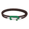 Thumbnail Image 1 of Lacoste Men's Matt Brown Braided Leather Double Wrap Bracelet with Green Aluminium Carabiner