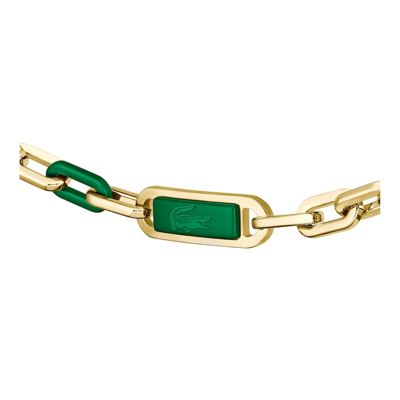 Main Image 2 of Lacoste Men's Crew Gold IP Link Bracelet with Green Aluminium Detail