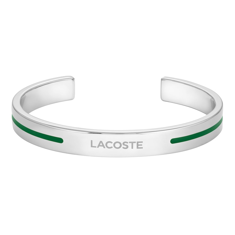 Main Image 1 of Lacoste Men's Adventurer Stainless Steel Bangle with Green Enamel Accent - 7.5"