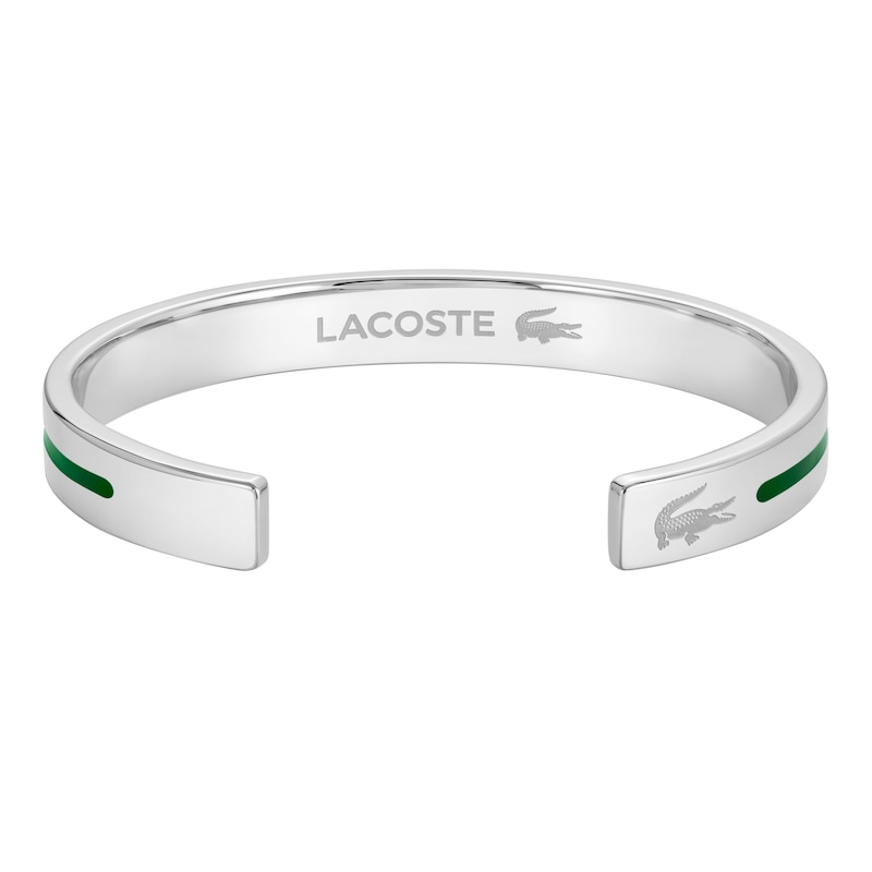 Main Image 3 of Lacoste Men's Adventurer Stainless Steel Bangle with Green Enamel Accent - 7.5"