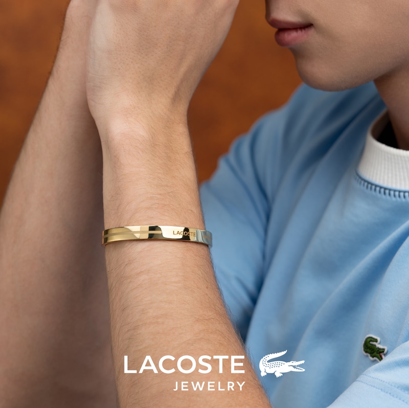 Main Image 4 of Lacoste Men's Adventurer Gold IP Bangle with Etched Line Detail - 7.5"
