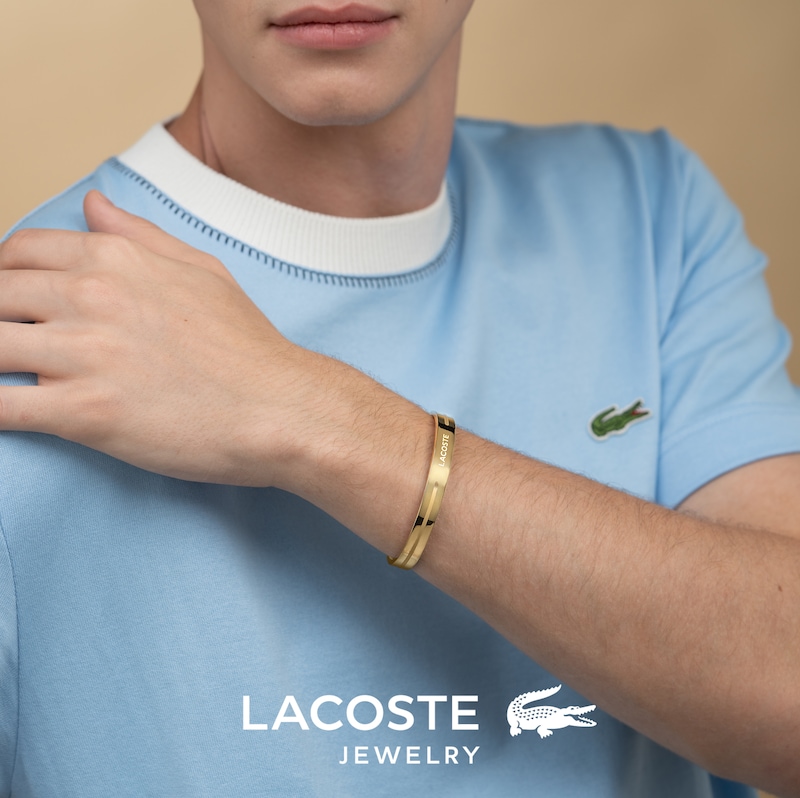 Main Image 5 of Lacoste Men's Adventurer Gold IP Bangle with Etched Line Detail - 7.5"