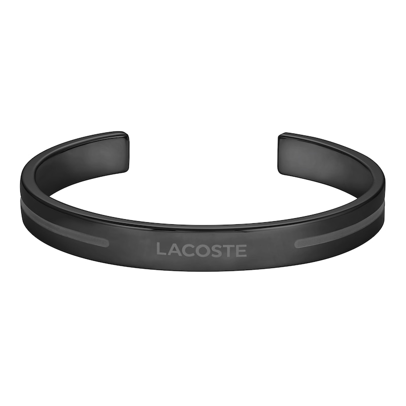 Main Image 1 of Lacoste Men's Adventurer Black IP Bangle with Etched Line Detail - 7.5"
