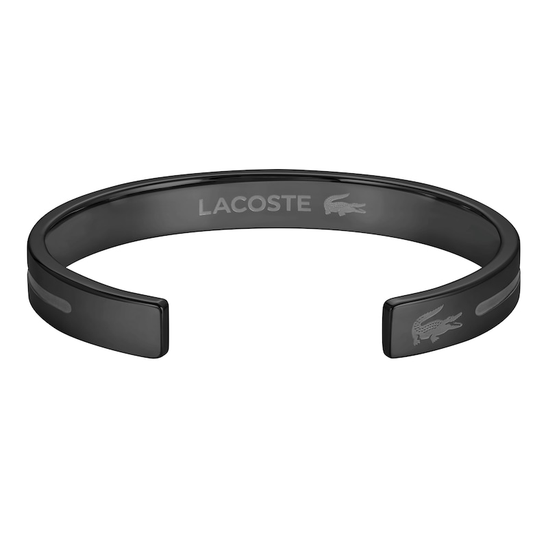 Main Image 3 of Lacoste Men's Adventurer Black IP Bangle with Etched Line Detail - 7.5"
