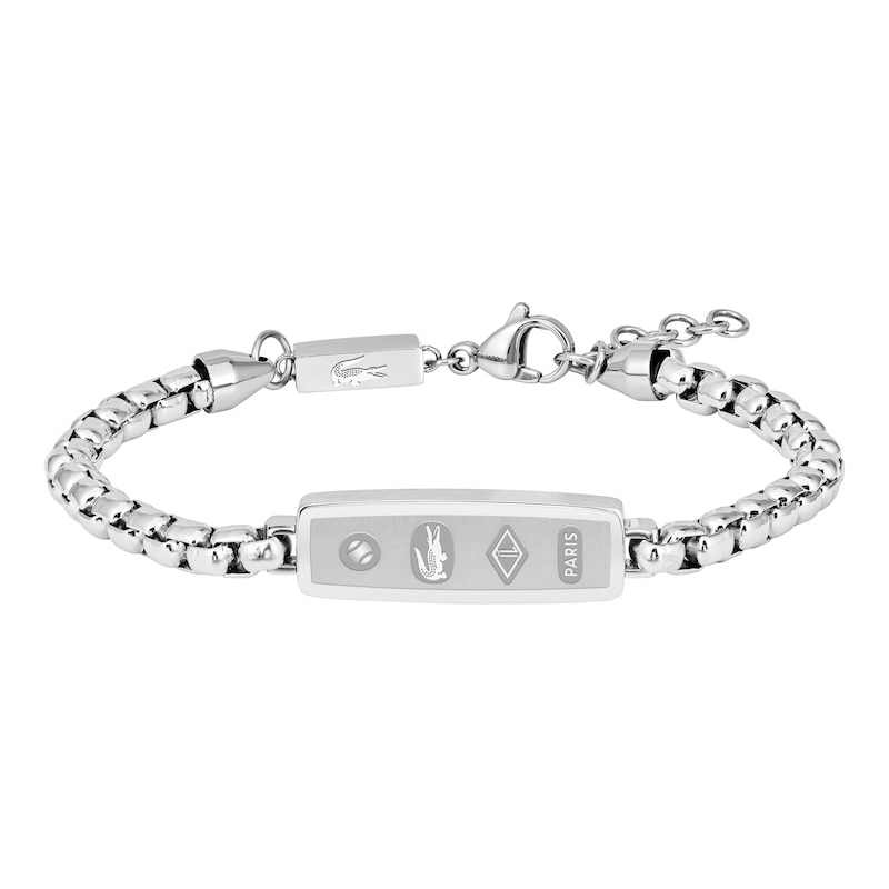 Main Image 1 of Lacoste Men's District Stainless Steel Reversible Pendant Box Chain Bracelet - 7.5"