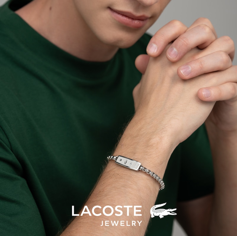 Main Image 4 of Lacoste Men's District Stainless Steel Reversible Pendant Box Chain Bracelet - 7.5"