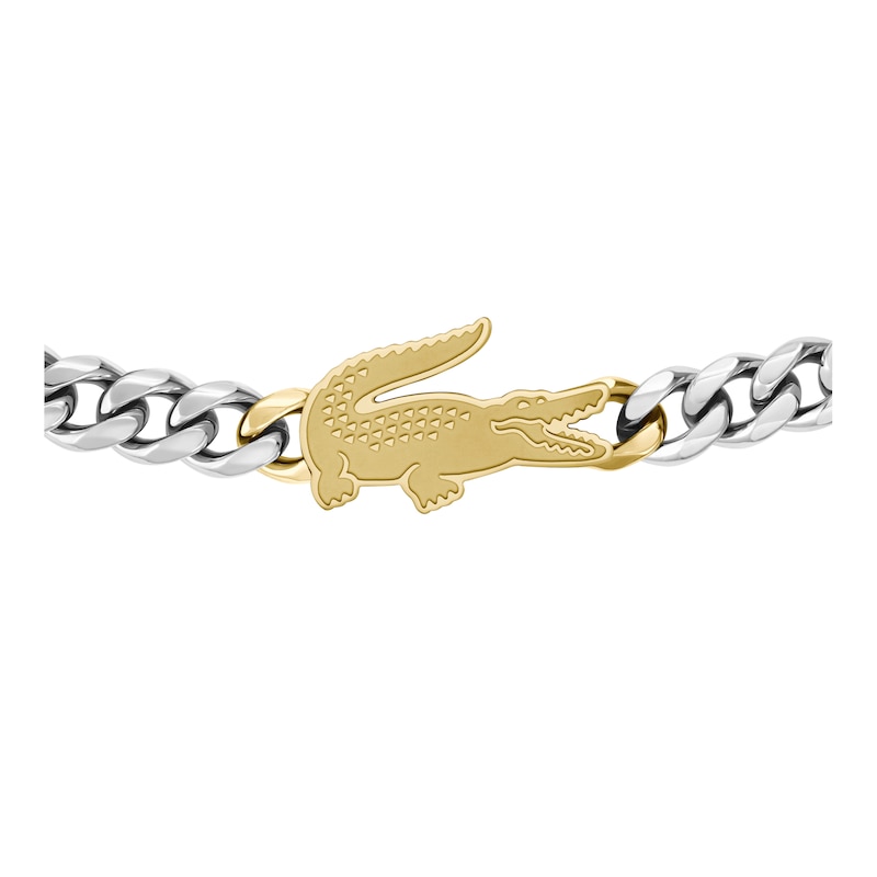 Main Image 2 of Lacoste Men's Arthor Stainless Steel Curb Chain Bracelet with Gold IP Crocodile - 7.5"