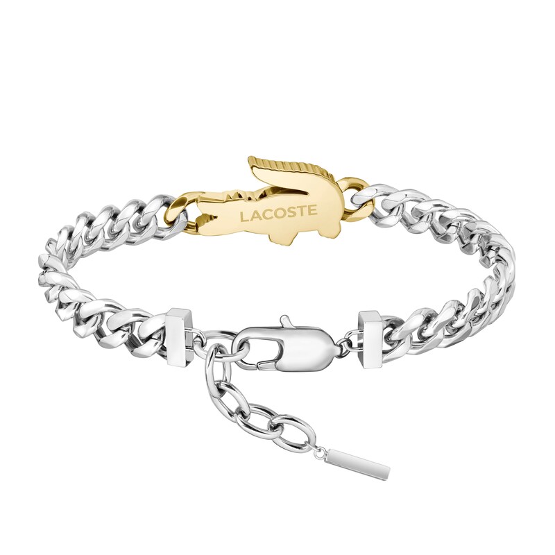 Main Image 3 of Lacoste Men's Arthor Stainless Steel Curb Chain Bracelet with Gold IP Crocodile - 7.5"