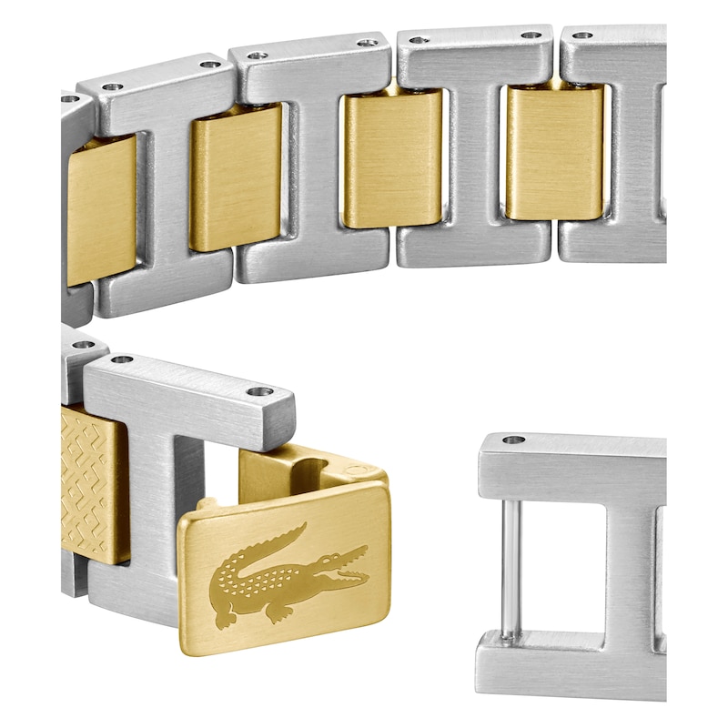 Main Image 2 of Lacoste Men's Metropole Two-Tone Stainless Steel & Gold IP H-Link Bracelet - 7.5"