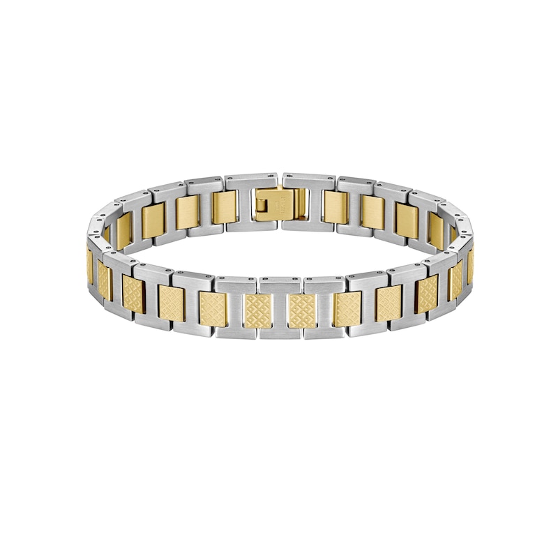 Main Image 3 of Lacoste Men's Metropole Two-Tone Stainless Steel & Gold IP H-Link Bracelet - 7.5"