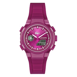 Lacoste Women's LC33 Raspberry Dial Analog-Digital Raspberry Silicone Strap Watch