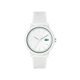 Lacoste Men's 12.12 White Dial & White Silicone Strap Watch