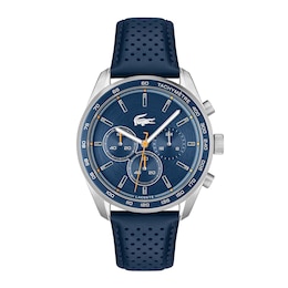 Lacoste Men's Boston Blue Dial & Blue Leather Strap Watch