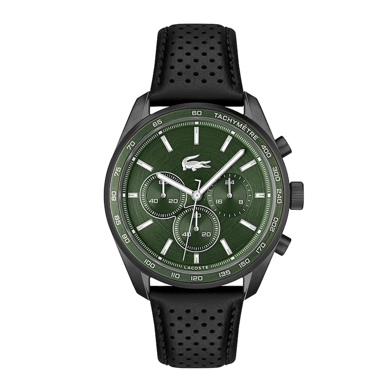 Main Image 1 of Lacoste Men's Boston Green Dial and Black Leather Strap Watch