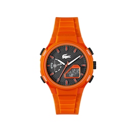 Lacoste Men's LC33 Black Dial Orange Silicone Strap Watch