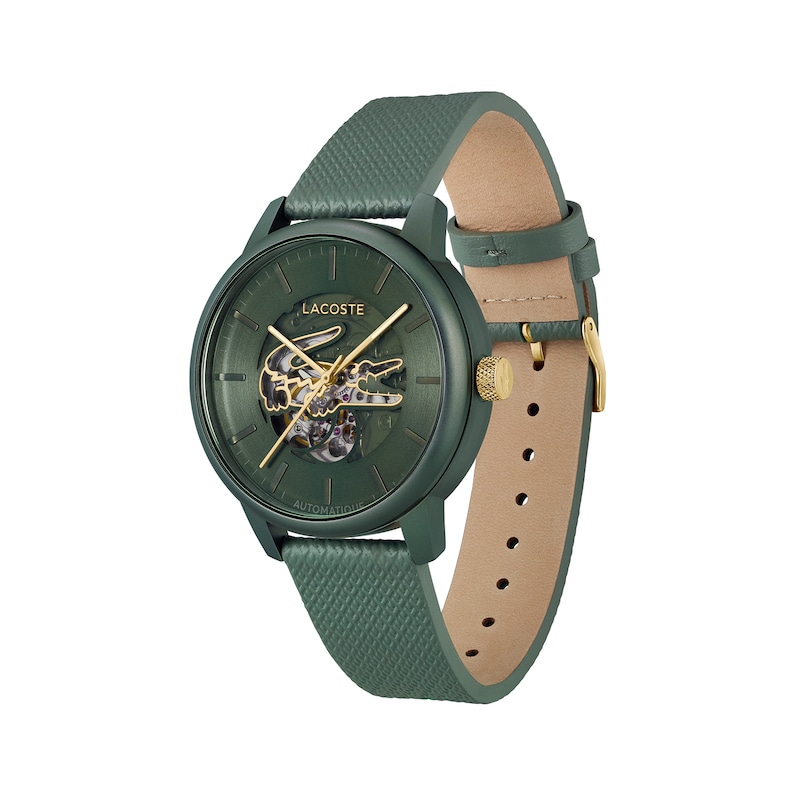 Main Image 2 of Lacoste Men's 12.12 Automatic Green Dial Khaki Leather Strap Watch