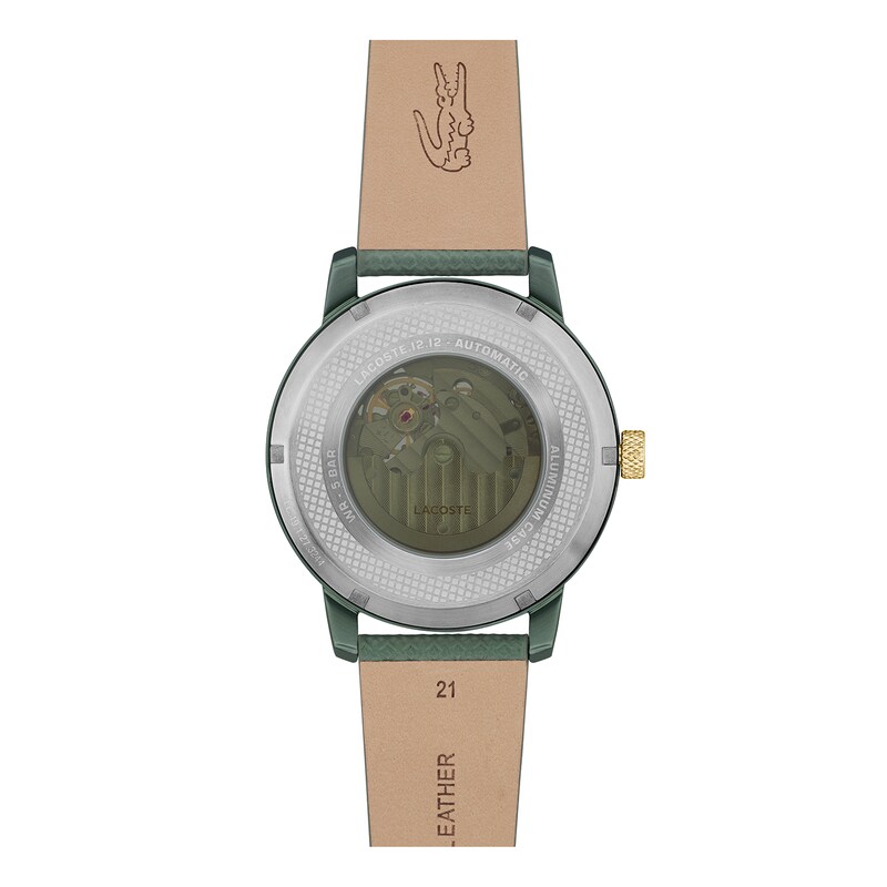 Main Image 3 of Lacoste Men's 12.12 Automatic Green Dial Khaki Leather Strap Watch