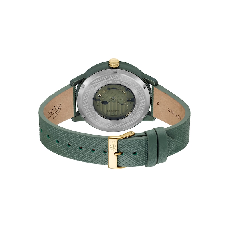 Main Image 4 of Lacoste Men's 12.12 Automatic Green Dial Khaki Leather Strap Watch