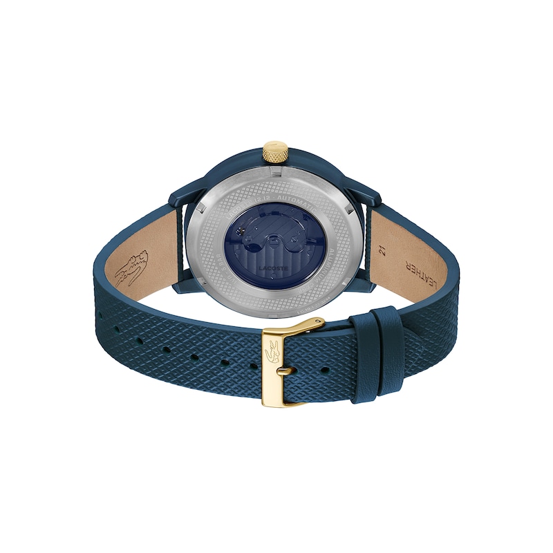 Main Image 3 of Lacoste Men's 12.12 Automatic Blue Dial Navy Leather Strap Watch
