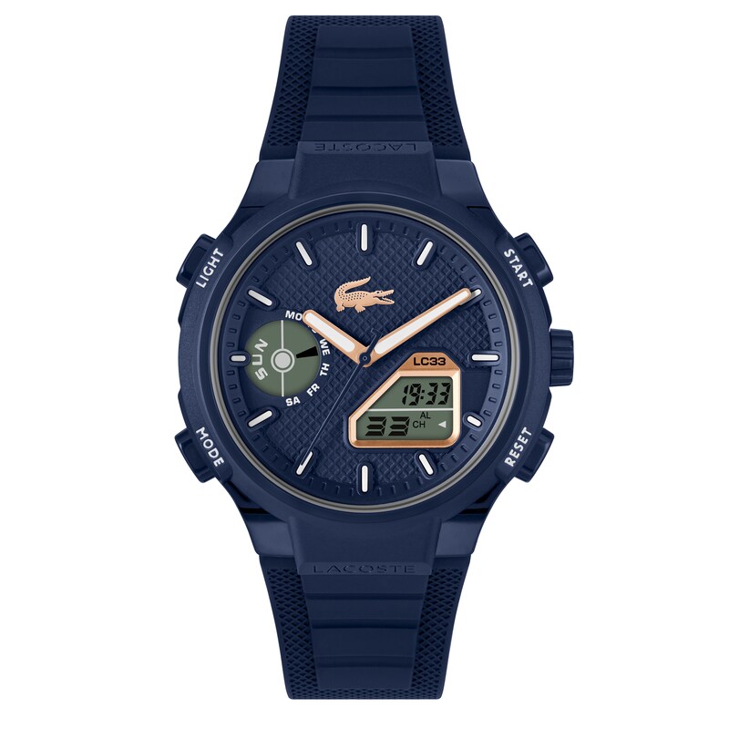 Main Image 1 of Lacoste Men's LC33 Navy Blue Dial Analog-Digital Navy Blue Silicone Strap Watch