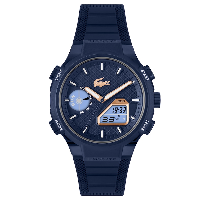 Main Image 2 of Lacoste Men's LC33 Navy Blue Dial Analog-Digital Navy Blue Silicone Strap Watch
